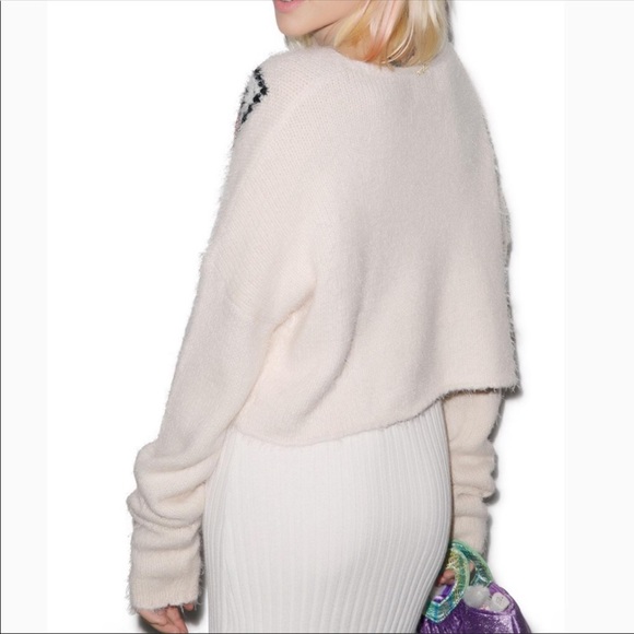 NWOT Wildfox FUZZY BABY CROPPED CAT SWEATER Sz M - Picture 3 of 6